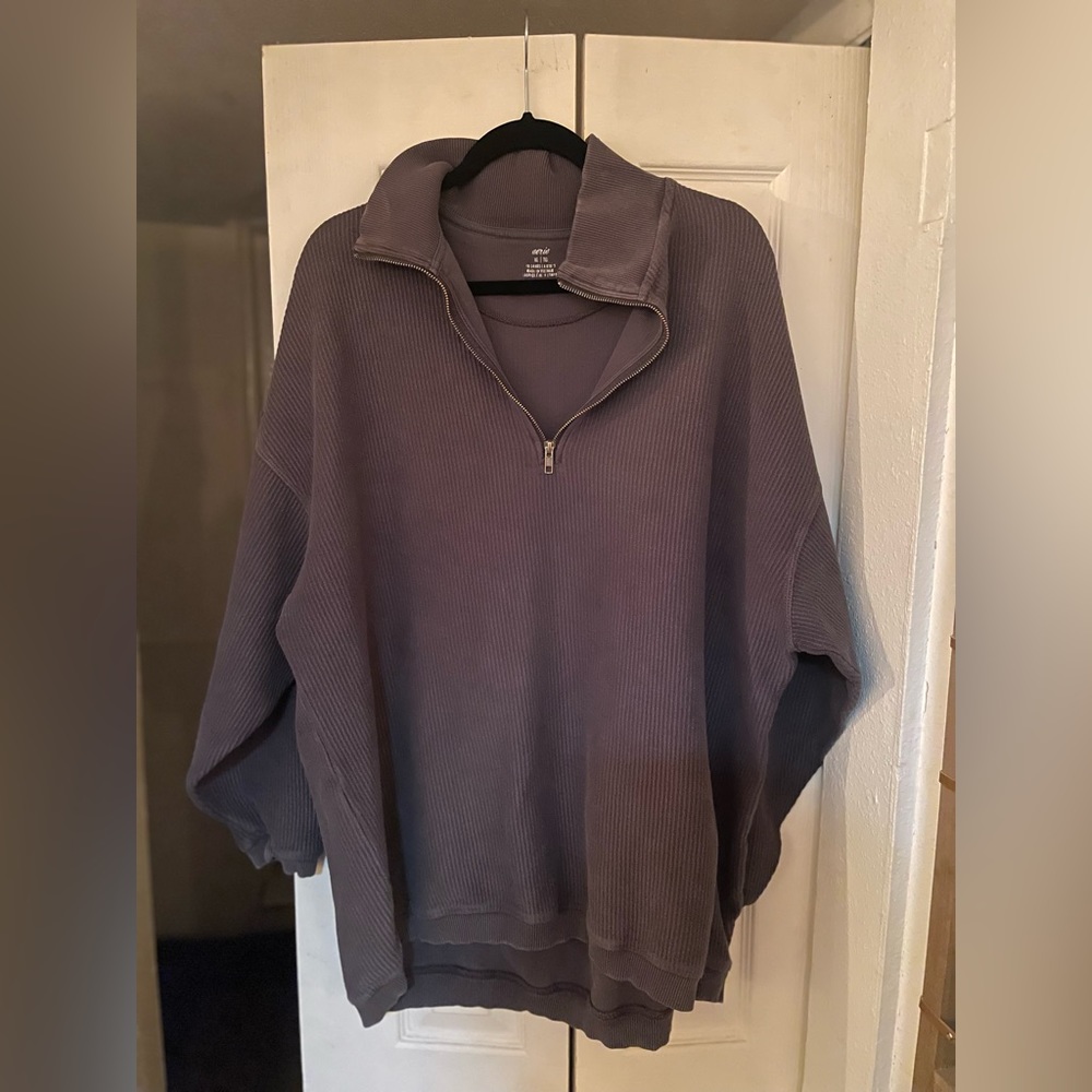 Aerie good vibes corded oversized sweatshirt, grey size XL